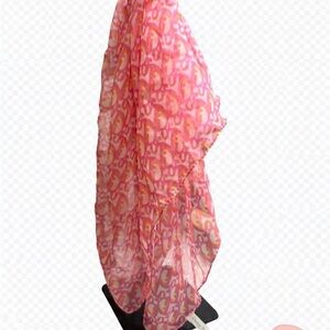 Dior Pink and Orange Abstract Silk Scarf